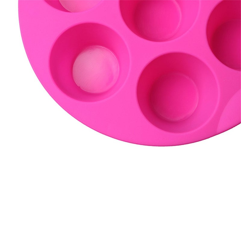 SHEbaking Silicone Muffin Pans for Air Fryer 7 Cavity Muffin Tray Cupcake Pan Nonstick Brownie Cake Mold Round Pudding Recipe Tray Bakeware - Image 4